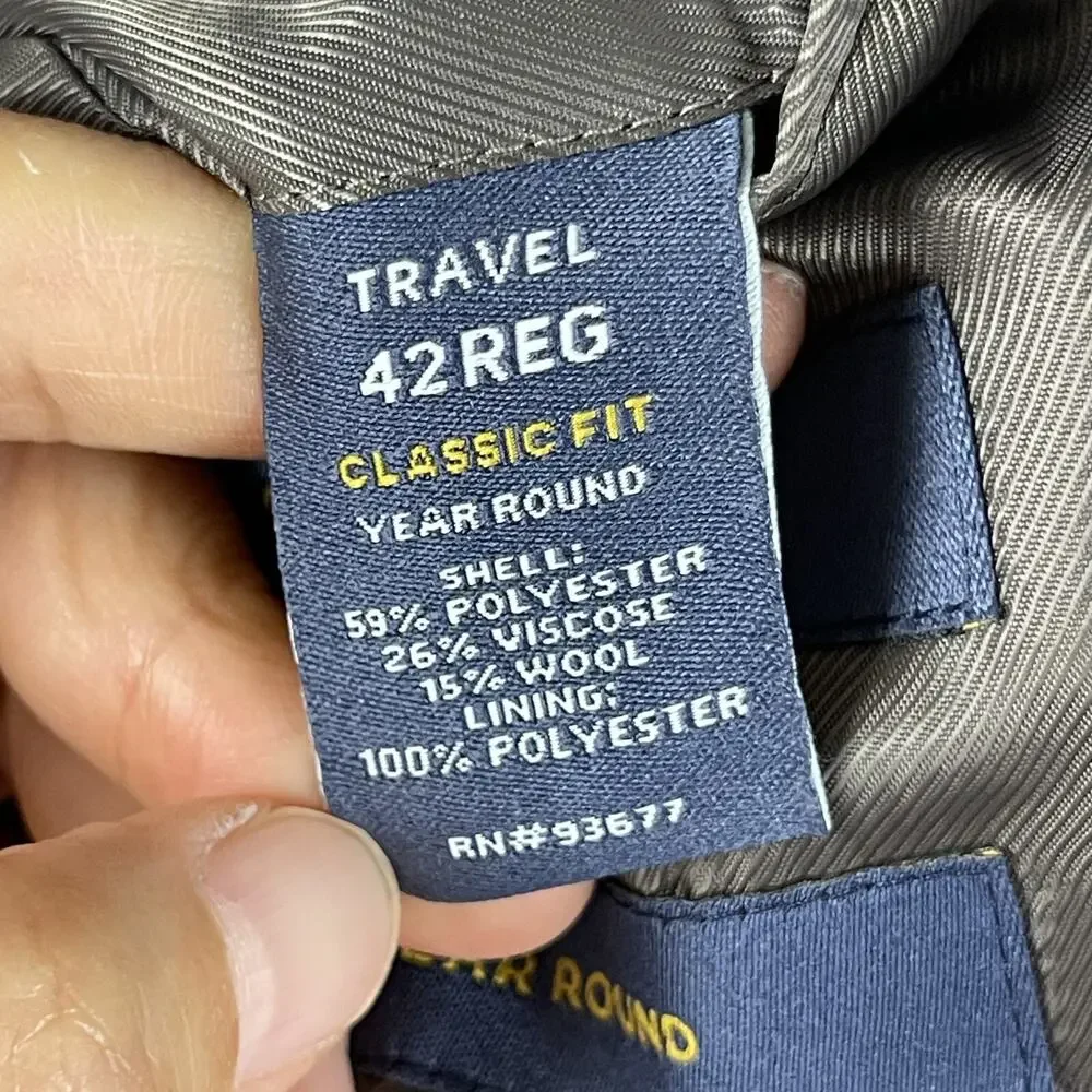 Stafford Year Round Blazer‎ Sport Coat Mens 42R Herringbone Classic Fit Travel